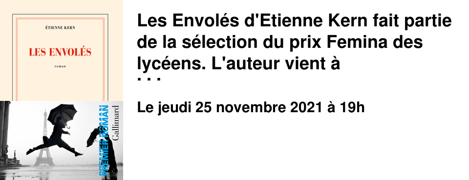 Les Envol�s d'Etienne Kern fait partie de la s�lection du prix Femina des lyc�ens. L'auteur vient � Cherbourg-en-Cotentin, le 25 novembre, afin de rencontrer les lyc�ens de 1�re du lyc�e Thomas H�lye, jur�s du prix Femina. 4 f�vrier 1912. Le jour se l�ve � peine. Entour�s d'une petite foule de badauds, deux reporters commencent � filmer. L�-haut, au premier �tage de la tour Eiffel, un homme pose le pied sur la rambarde. Il veut essayer son invention, un parachute...