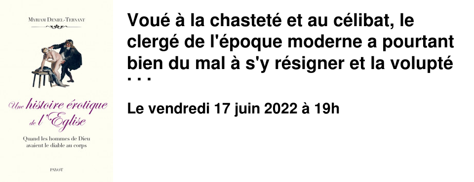 Vou� � la chastet� et au c�libat, le clerg� de l'�poque moderne a pourtant bien du mal � s'y r�signer et la volupt� eccl�siastique �clate au grand jour. Sources litt�raires, archives judiciaires et polici�res sont convoqu�es ici, dans un ouvrage passionnant et agr�able � lire, pour d�voiler les secrets d'alc�ve des eccl�siastiques et l'�tonnante permissivit� de l'�glise et de la soci�t� � leur �gard. Myriam Deniel-Ternant est professeure d'histoire en classe pr�paratoire � Cherbourg. 