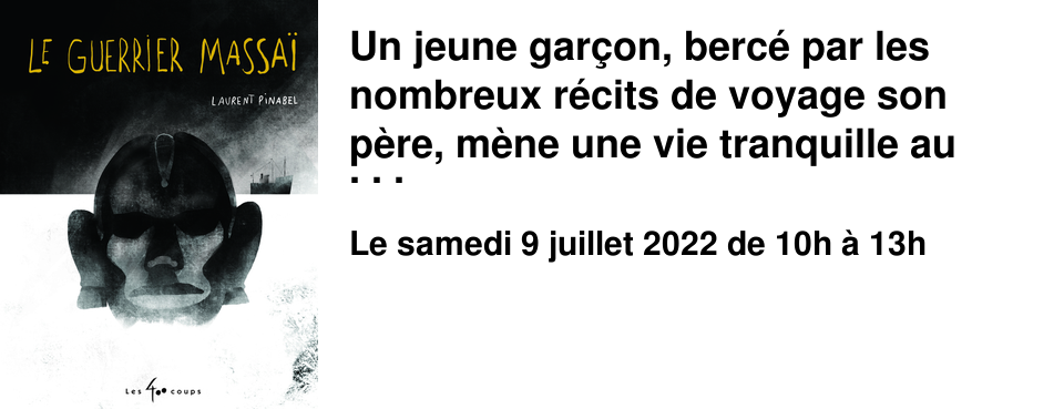 Un jeune gar�on, berc� par les nombreux r�cits de voyage son p�re, m�ne une vie tranquille au bord de la mer. Dans le vestibule de sa maison tr�ne un souvenir de voyage fascinant : la statue d'un guerrier massa�... Laurent Pinabel est designer graphique et directeur artistique. En 2001, il s'installe � Montr�al. Son travail est r�guli�rement r�compens�.