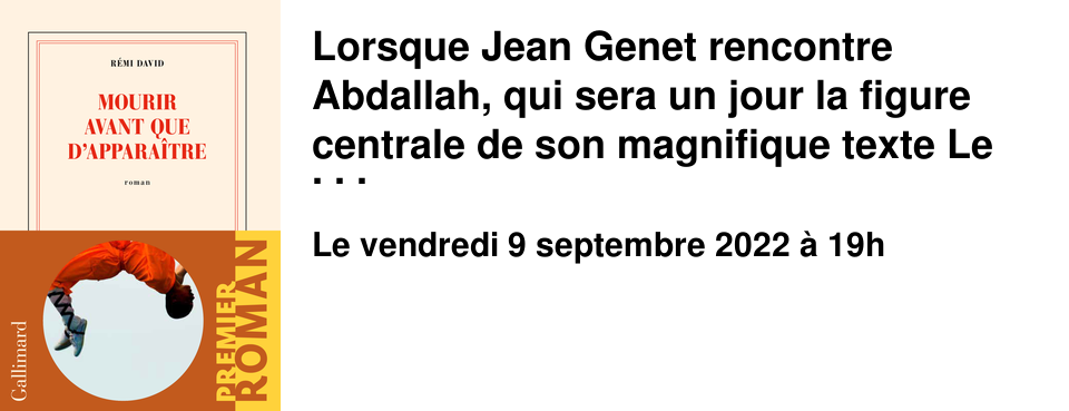 Lorsque Jean Genet rencontre Abdallah, qui sera un jour la figure centrale de son magnifique texte Le Funambule, le jeune homme a dix-huit ans � peine et vit � Paris. Genet, � quarante-quatre ans, est d�j� un �crivain consacr�. Ebloui par le charme de cet acrobate, il entreprend le projet fou de le hisser jusqu'� la gloire. R�mi David est n� � Cherbourg en 1984. Mourir avant que d'appara�tre est son premier roman. Magicien, il propose, en France ainsi que partout dans le monde, des spectacles et ateliers de magie aupr�s de populations en grande difficult�.