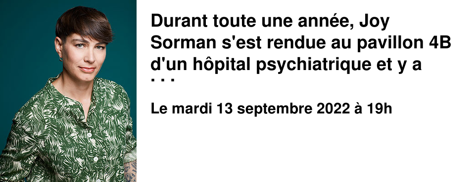 Durant toute une ann�e, Joy Sorman s'est rendue au pavillon 4B d'un h�pital psychiatrique et y a recueilli les paroles de ceux que l'on dit fous et de leurs soignants. � la folie est le roman de leur vie enferm�e. 