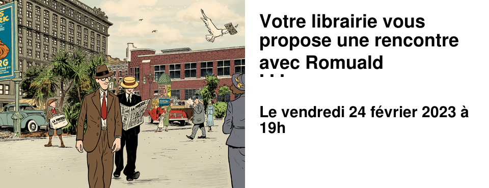 Votre librairie vous propose une rencontre avec Romuald Reutimann et Pierre Gabus, les auteurs de la s�rie New Cherbourg Stories dont le tome 4 para�tra en mai prochain chez Casterman. Les auteurs �voqueront le � moteur � qui fait fonctionner cette s�rie et la mani�re dont la fiction �pouse et m�le l'histoire et l'actualit� de Cherbourg, produisant de cette mani�re une fiction originale qui joue et �volue avec la ville telle quelle �volue. 