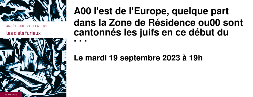 A00 l'est de l'Europe, quelque part dans la Zone de R�sidence ou00 sont cantonn�s les juifs en ce d�but du 20e si�cle. Henni a huit ans et vit avec sa famille. Un soir, � la fin de l'hiver, des hommes en furie p�n�trent dans leur maison pour piller, pour punir et pour tuer. Dans l'affolement, une partie de la fratrie parvient � s'enfuir. Le roman raconte vingt-quatre heures de la vie d'Henni. Un roman splendide. Ang�lique Villeneuve est l'auteur de plusieurs romans. Elle �crit �galement pour la jeunesse.