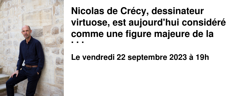 Nicolas de Cr�cy, dessinateur virtuose, est aujourd'hui consid�r� comme une figure majeure de la bande dessin�e. Son travail a fait l'objet de nombreuses expositions ainsi que de traductions en Europe, aux �tats-Unis et au Japon. C'est pour t�moigner de toute la palette de sa cr�ation que le mus�e Thomas Henry l'a invit�, dans le cadre de la 11e biennale du 9e art, organis�e par la Ville de Cherbourg-en-Cotentin, � produire une exposition, sur le th�me � Etranges Cit�s �, du 16 juin au 15 octobre 2023. Lors de cette rencontre, Nicolas de Cr�cy ne d�dicacera pas ses livres. Merci de votre compr�hension.