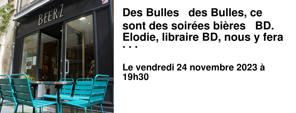 Des Bulles & des Bulles, ce sont des soir�es bi�res & BD. Elodie, libraire BD, nous y fera d�couvrir ses coups de c%u0153ur autour d'une toute premi�re th�matique : Bien manger, bien boire, bien lire. Christ�le, caviste sommeli�re, s'amusera � accorder de jolies bi�res avec les %u0153uvres pr�sent�es ! N'h�sitez pas � venir avec vos BD pr�f�r�es sur le th�me et � nous en parler.