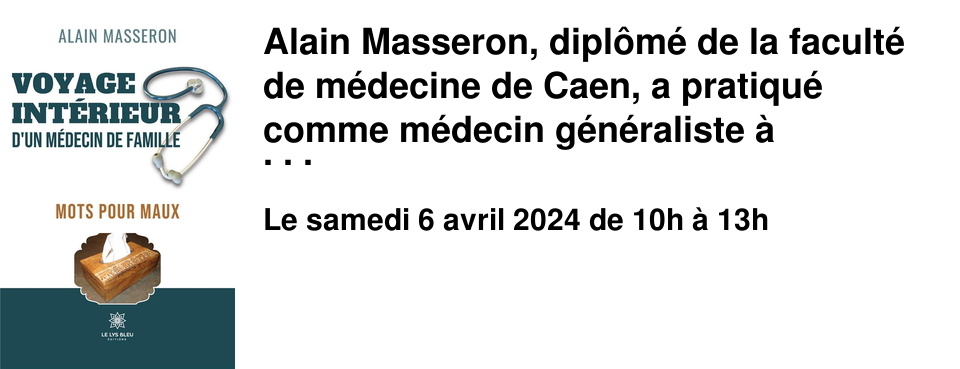 Alain Masseron, dipl�m� de la facult� de m�decine de Caen, a pratiqu� comme m�decin g�n�raliste � Octeville de 1983 � 2021, tout en �tant ma�tre de stage universitaire. Comme un devoir de transmission re�u de ses a�n�s, il partage, gr�ce � ce livre, la beaut� de ce m�tier avec les jeunes g�n�rations. 
