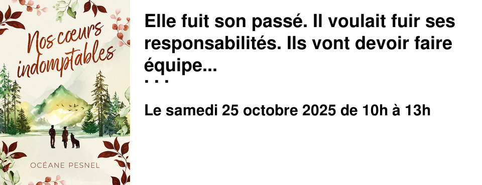 Elle+fuit+son+pass�.+Il+voulait+fuir+ses+responsabilit�s.+Ils+vont+devoir+faire+�quipe... Oc�ane+Pesnel+est+une+autrice+fran�aise+de+litt�rature+de+l'imaginaire.+Apr�s+avoir+publi�+une+duologie+de+fantasy,+Invocatrices+puis+Mon+nom+est+B�ryl+412.+N�e+en+1988+�+Cherbourg,+elle+vit+d�sormais+dans+le+bocage+normand,+en+pleine+nature. 