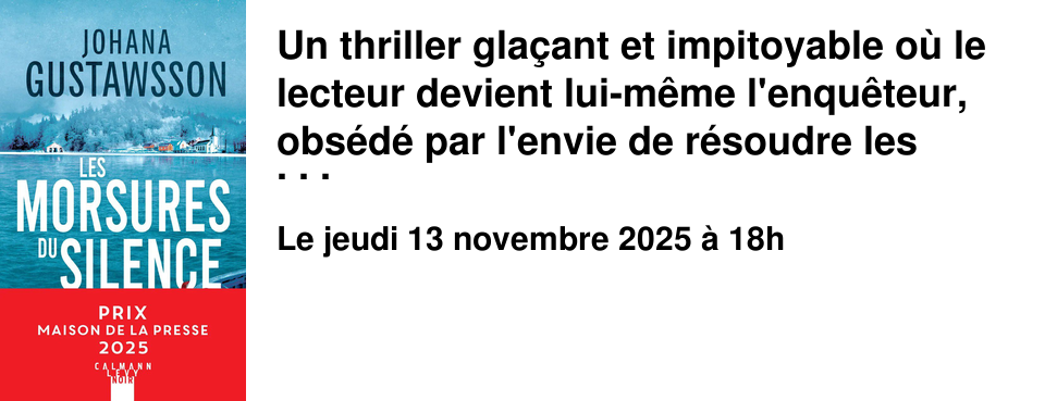 Un+thriller+gla�ant+et+impitoyable+o�+le+lecteur+devient+lui-m�me+l'enqu�teur,+obs�d�+par+l'envie+de+r�soudre+les+myst�res+de+cette+affaire.+Johana+Gustawsson,+Fran�aise+install�e+en+Su�de,+s'est+fait+un+nom+sur+la+sc�ne+du+polar+international.+Son+pr�c�dent+roman,+L'�le+de+Yule,+a+�t�+pl�biscit�+par+les+lecteurs+et+couronn�+de+plusieurs+prix+litt�raires.